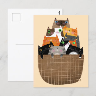 Körbchen von Kätzchen Postkarte