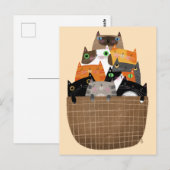 Körbchen von Kätzchen Postkarte (Vorne/Hinten)