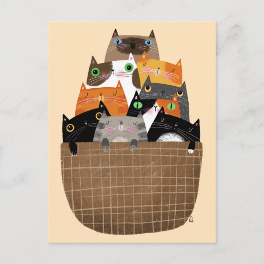 Körbchen von Kätzchen Postkarte (Vorderseite)