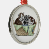 Körbchen von Kätzchen Silbernes Ornament (Rechts)