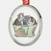 Körbchen von Kätzchen Silbernes Ornament (Links)