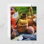 Körbe aus Garn auf dem Flohmarkt Postkarte (Vorne/Hinten)