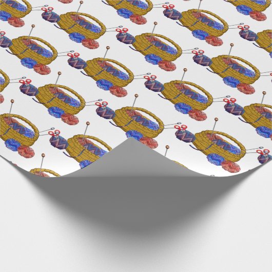 Körbe aus Garngarn, Nadeln, Kroketten-Körbe Geschenkpapier (Ecke)
