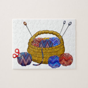 Körbe aus Garngarn, Nadeln, Kroketten-Körbe Puzzle