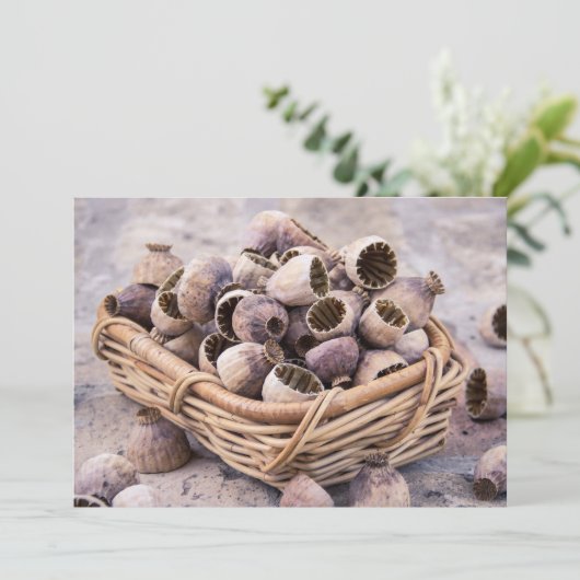 Körbe aus getrocknetem Mohnsamen Einladung (Stehend Vorderseite)