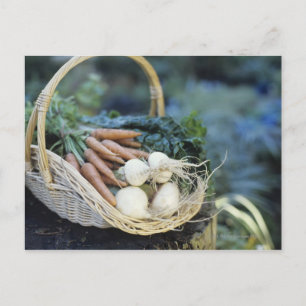 Körbe aus Rübenfleisch und Karotten, nah Postkarte