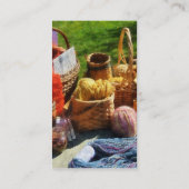 Körbe des Garns an der Flohmarkt Visitenkarte (Rückseite)