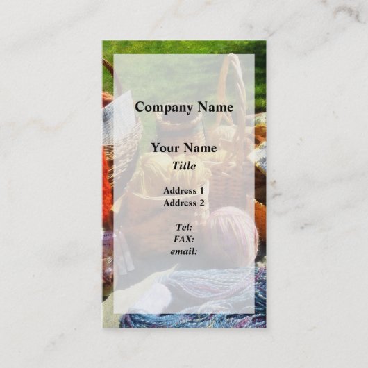 Körbe des Garns an der Flohmarkt Visitenkarte (Vorderseite)