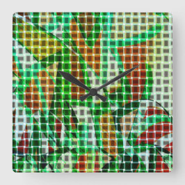 Körbe im Stil von grün geschwungenen Bändern Quadratische Wanduhr