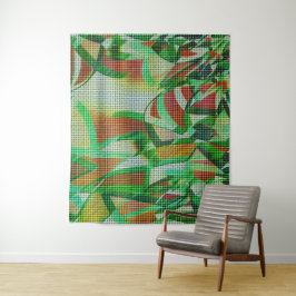 Körbe im Stil von grün geschwungenen Bändern Wandteppich