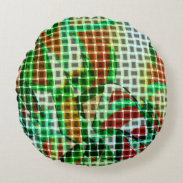 Körbe im Stil von grünen, gekrümmten Bändern Rundes Kissen