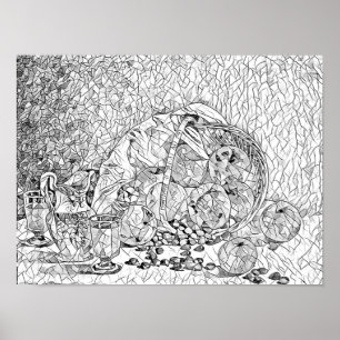 Körbe mit Abstrakter Farbseite für Erwachsene Poster