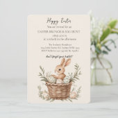 Körbe mit Eiern um den alten Stuhl und Eierjagd Einladung (Stehend Vorderseite)