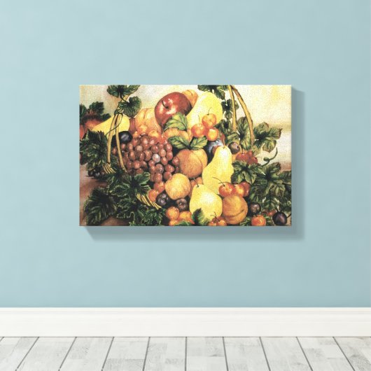 Körbe mit Fruchtfarben Leinwanddruck (Insitu (Holzboden))