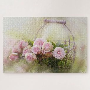 Körbe mit rosa Rosen Puzzle