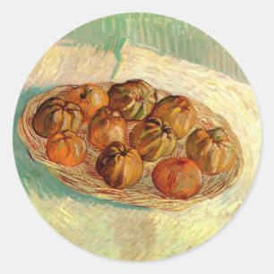 Körbe von Äpfeln nach Pissarro von Vincent van Gog Runder Aufkleber