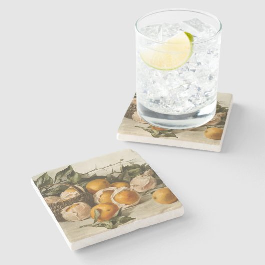 Körbe von Orangen Steinuntersetzer (Seitenansicht)