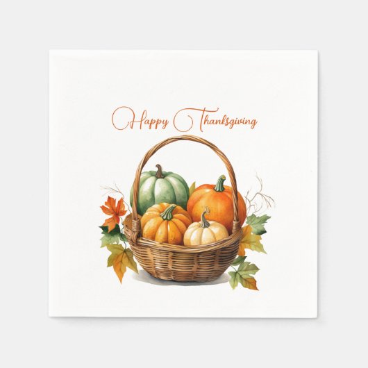 Körbe von Pumpkins glückliches Erntedankfest Serviette (Vorderseite)