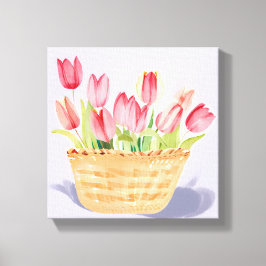 Körbe von Tulips | Aquarellmalerei Leinwanddruck