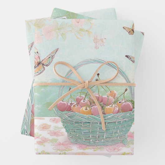 Korbgeflecht für Kirschen Geschenkpapier Set (Beispiel)