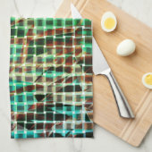 Korbgeflecht mit braunem und grünem ähnlichem troc geschirrtuch (Viertel Falte)