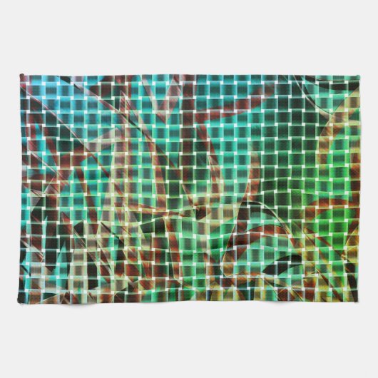 Korbgeflecht mit braunem und grünem ähnlichem troc geschirrtuch (Horizontal)