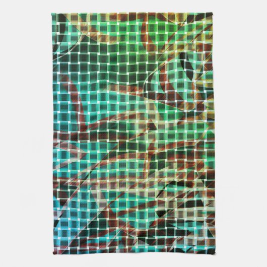 Korbgeflecht mit braunem und grünem ähnlichem troc geschirrtuch (Vertikal)