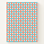 Korbgeflecht Preppy – Korallen & Türkis Monogramm Notizblock (Rückseite)