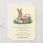 Korbhase mit dekorativen Eiern und Eierjagd Einladung (Vorderseite)