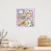Korbkatze mit Tierarzt Poster (Küche)