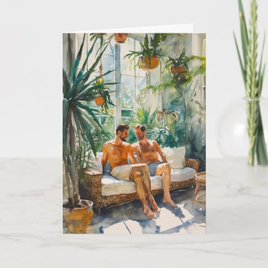 Korbsofa im Sonnenzimmer Umarmen Karte (Vorderseite)