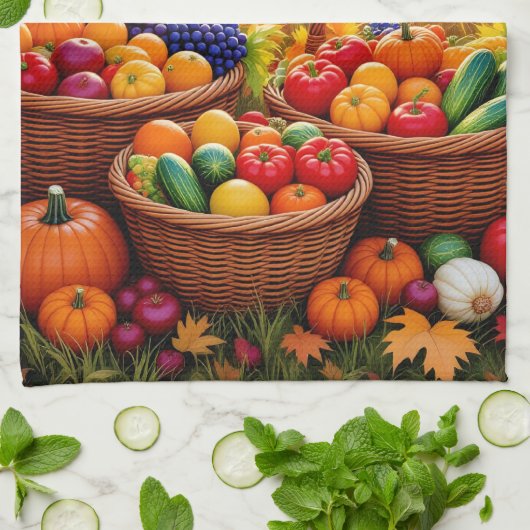 Korbweide, Herbstorange, Geschirrtuch (Gefaltet)