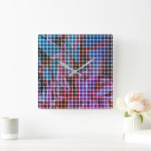 Korbweide in dunkelrosa, lila, blauen Tönen... Quadratische Wanduhr (Zuhause)