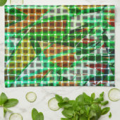 Korbweidekunst, grüne Bänder, Korallendetails Geschirrtuch (Gefaltet)