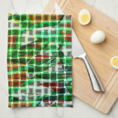 Korbweidekunst, grüne Bänder, Korallendetails Geschirrtuch (Viertel Falte)