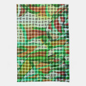 Korbweidekunst, grüne Bänder, Korallendetails Geschirrtuch (Vertikal)