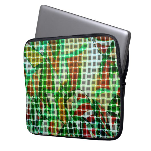 Korbweidekunst, grüne Bänder, Korallendetails Laptopschutzhülle (Vorderseite Links)