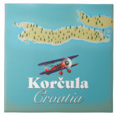 Korčula Croatia Karte Poster Fliese (Vorderseite)