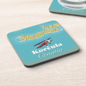 Korčula Croatia Karte Poster Keramik Tile Getränkeuntersetzer (Linke Seite)