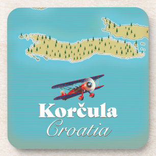 Korčula Croatia Karte Poster Keramik Tile Getränkeuntersetzer