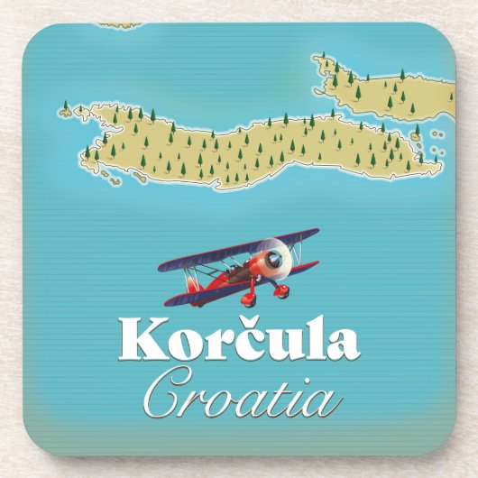 Korčula Croatia Karte Poster Keramik Tile Getränkeuntersetzer (Vorderseite)