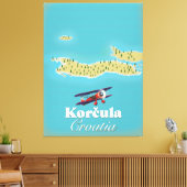 Korčula Kroatien Karte Leinwanddruck (Insitu (Wohnzimmer))