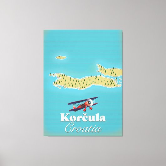 Korčula Kroatien Karte Leinwanddruck (Vorderseite)