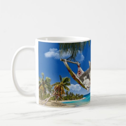 Kordsamt im karibischen (Katze in der Hängematte) Kaffeetasse (Links)