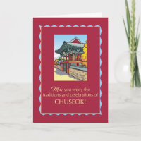 Korea Chuseok Feiern mit Pagoda auf Rot