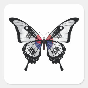 Korea Frack Butterfly Flag Quadratischer Aufkleber