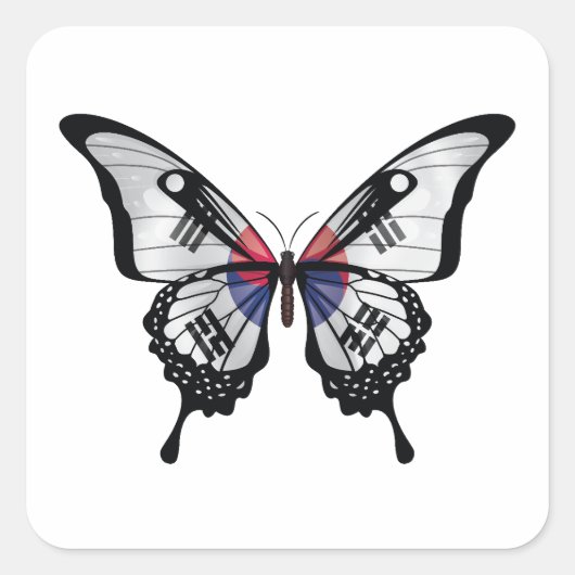 Korea Frack Butterfly Flag Quadratischer Aufkleber (Vorderseite)