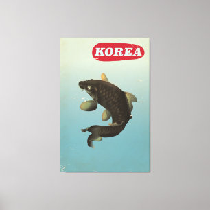 Korea Koi Vintage-Reiseposter im Stil der Vergange Leinwanddruck
