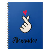 Korea Kpop Blue Red Hand Heart School Notizblock (Vorderseite)