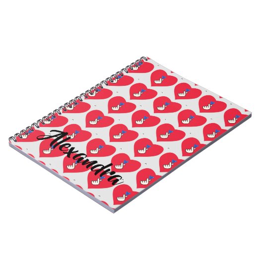  Korea Kpop Pattern Red Blue Hand Heart School Notizblock (Linke Seite)